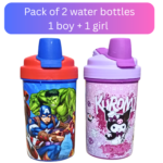 Pack of 2 Kids Cartoon Water Bottles – Boys & Girls Set