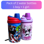 Pack of 2 Kids Cartoon Water Bottles – Boys & Girls Set