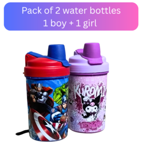 Pack of 2 Kids Cartoon Water Bottles – Boys & Girls Set