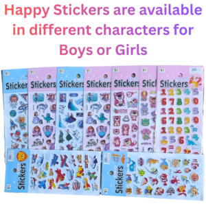 Happy Stickers Pack of 5 Boys Girls Different Characters