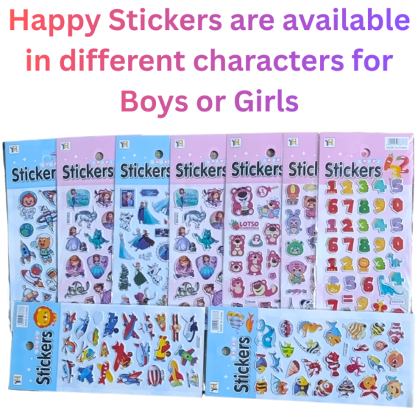 Happy Stickers Pack of 5 Boys Girls Different Characters