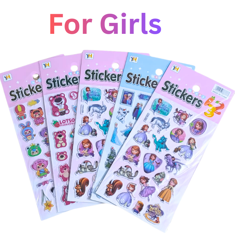 Pack of 5 happy stickers boys girls different characters notebook diary craft random Pakistan