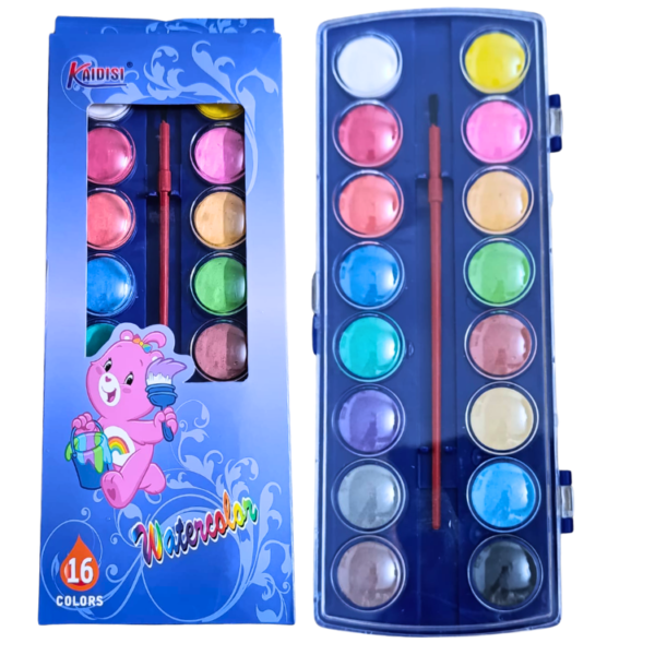 Pack of 16 premium water colors set multi-color vibrant non-toxic watercolor paints kids students artists Pakistan