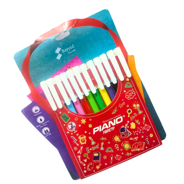 Piano Fiber Tip Color Markers 12 Pack – Vibrant Colors