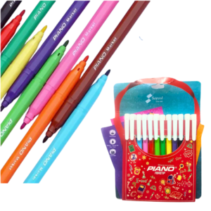 Piano Fiber Tip Color Markers 12 Pack – Vibrant Colors
