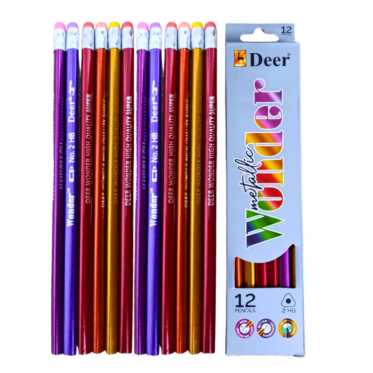 Wonder Metallic Lead Pencil Box 12 Pcs – Smooth Writing