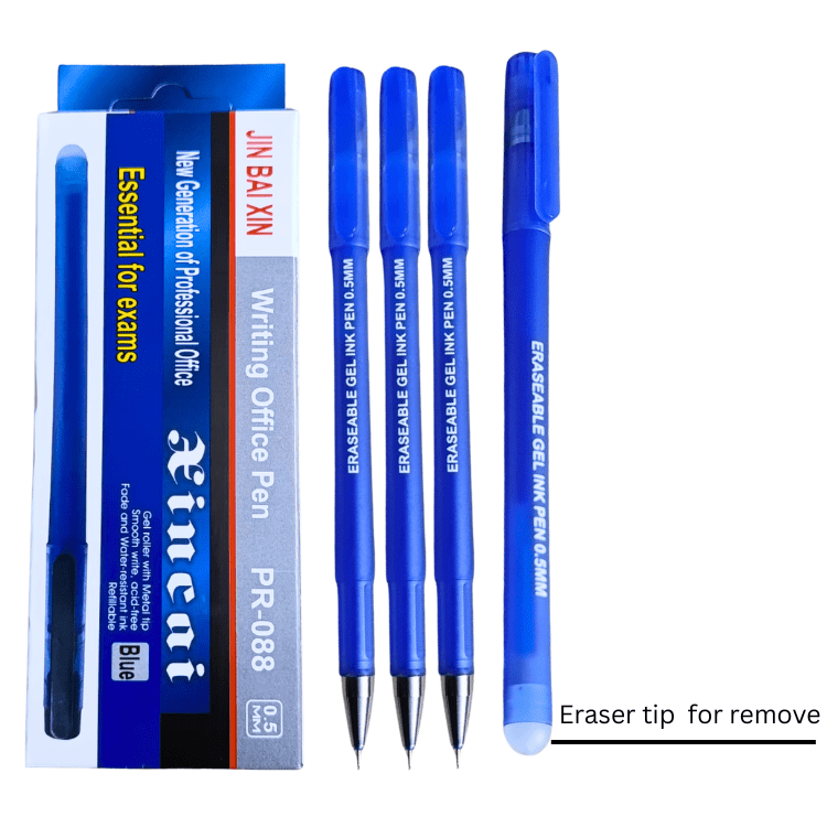 Jin Ba Xin Erasable Gel Pens 12 Pack Blue 0.5mm Clean