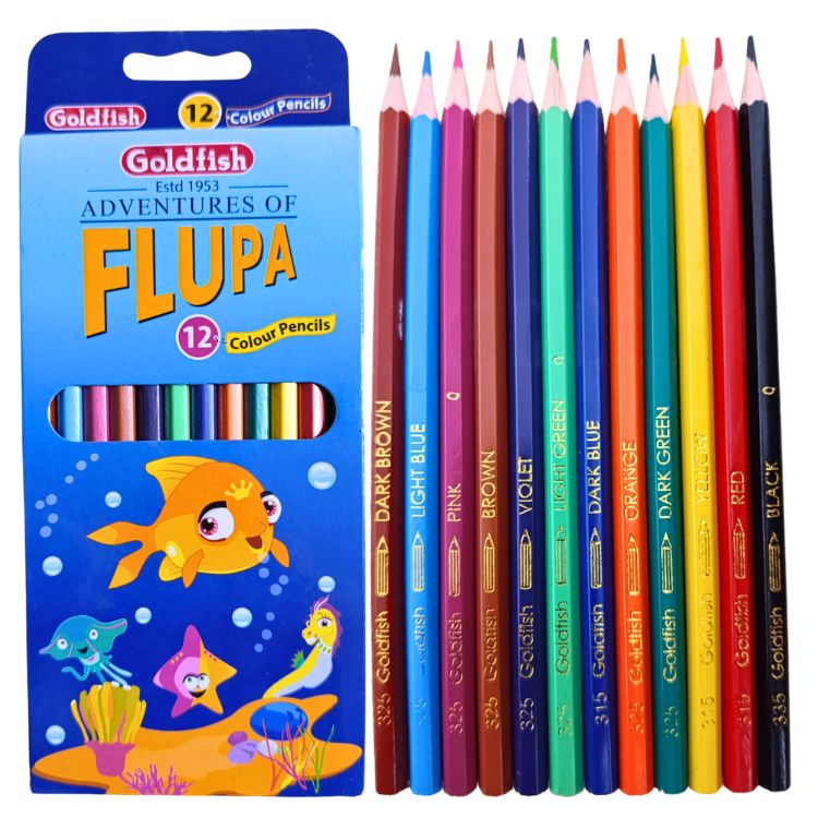Flupa 12 Coloured Pencils Full Size – Vibrant Premium