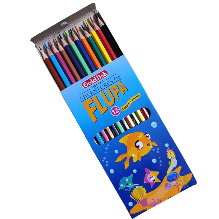 Flupa 12 Coloured Pencils Full Size – Vibrant Premium