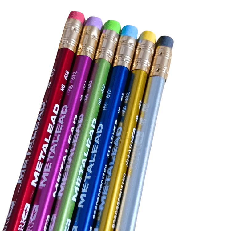 Shark Metal HB Pencils Pack 12 – Eraser Tips Colorful