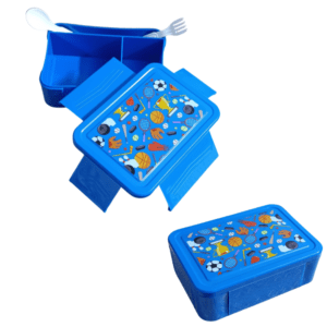 Kids Lunch Box Spoon & Fork Multi-Compartment Blue Pink