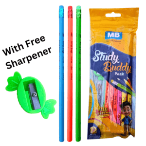 MB Study Buddy 12 PCS Pencils with Free Sharpener Kids