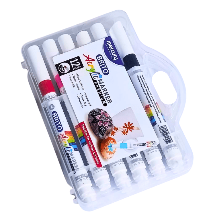 Mercury Brito Acrylic Markers Box 12 – Premium Multicolor