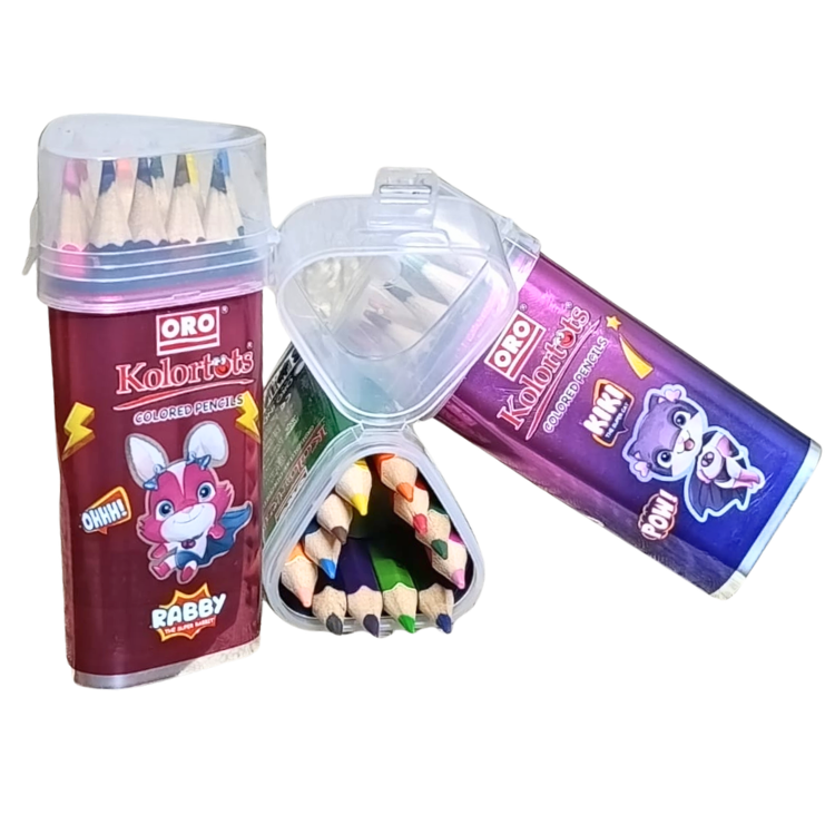 ORO Colored Pencils 12 Pcs Tin Jar Half Size – Premium