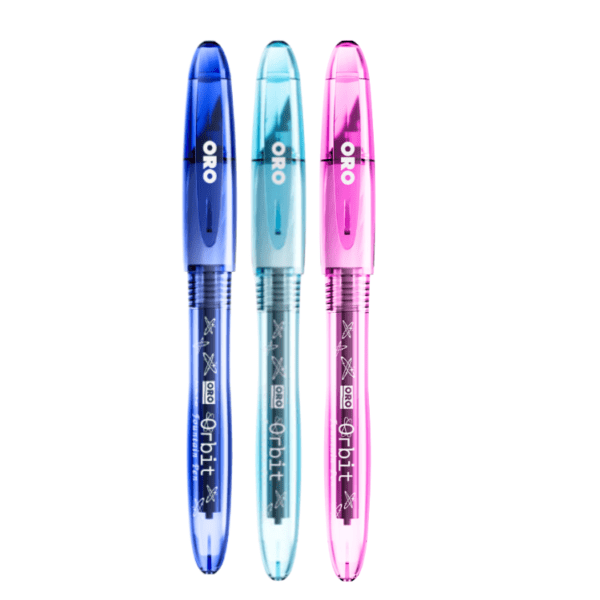 ORO Orbit fountain pens pack of 3 smooth writing refillable ink pens