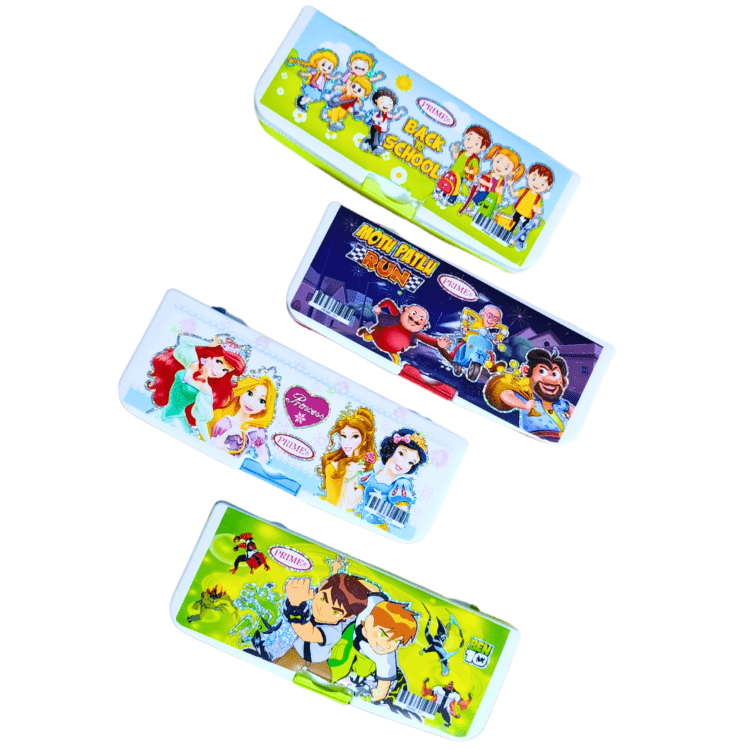 Kids Cartoon Plastic Pencil Box – Boys Girls Random Design
