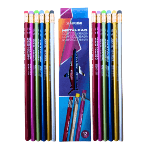 Shark Metal HB Pencils Pack 12 – Eraser Tips Colorful