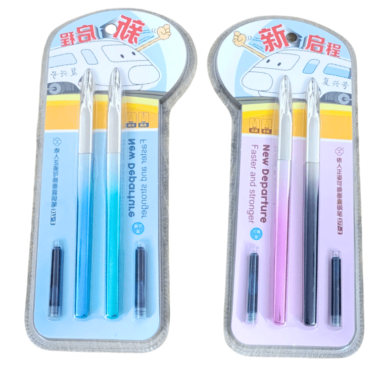 premium dual pack long body fountain pens with ink refills smooth writing set
