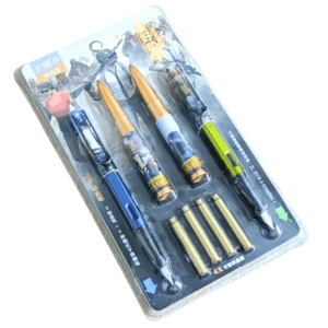 PUBG theme fountain pens gift pack 4 pcs with ink refills smooth writing set