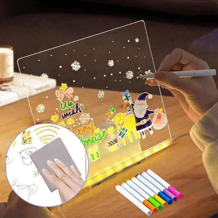 LED Light-Up Writing Board Markers – Kids Acrylic 8x8