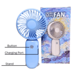 Portable Mini Hand Fan USB Rechargeable 2 Speed Summer