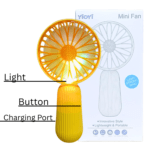 Mini Hand Fan LED Light USB Rechargeable 2 Speed Summer
