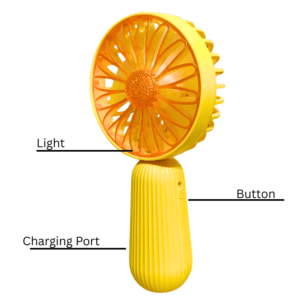 Mini Hand Fan LED Light USB Rechargeable 2 Speed Summer