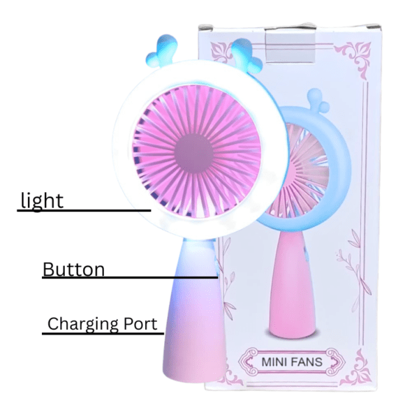 Mini Hand Fan Ring LED USB Rechargeable 2 Speed Summer
