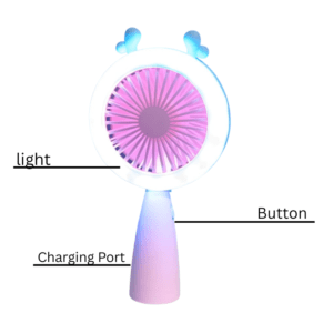Mini Hand Fan Ring LED USB Rechargeable 2 Speed Summer