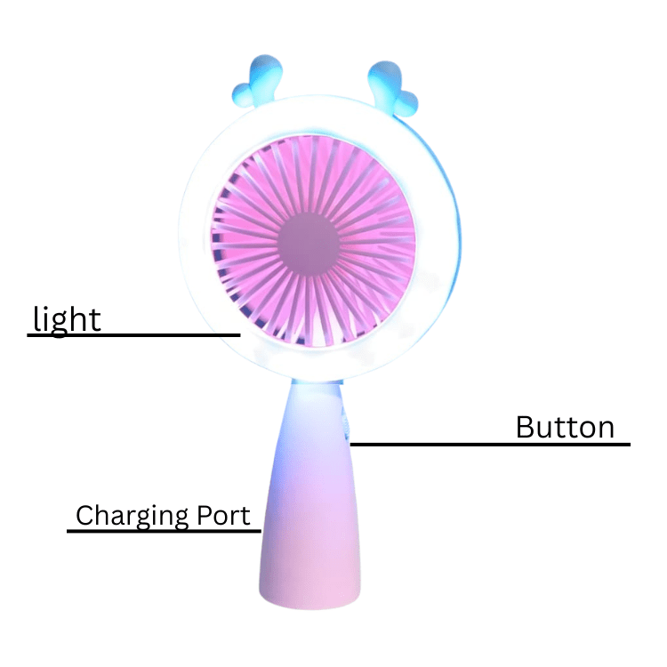 Mini Hand Fan Ring LED USB Rechargeable 2 Speed Summer