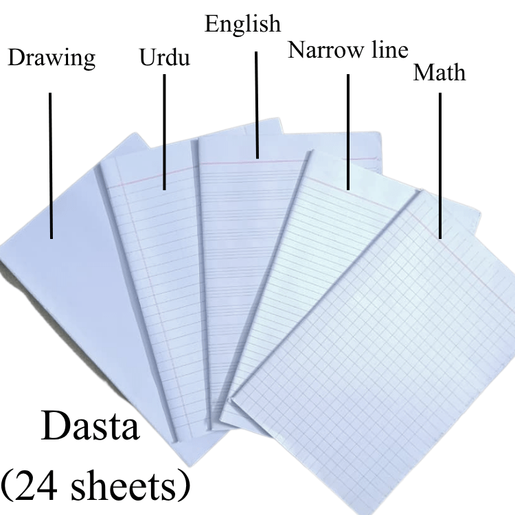 Dasta Paper Sheets 24 – Urdu English Math Drawing Exam