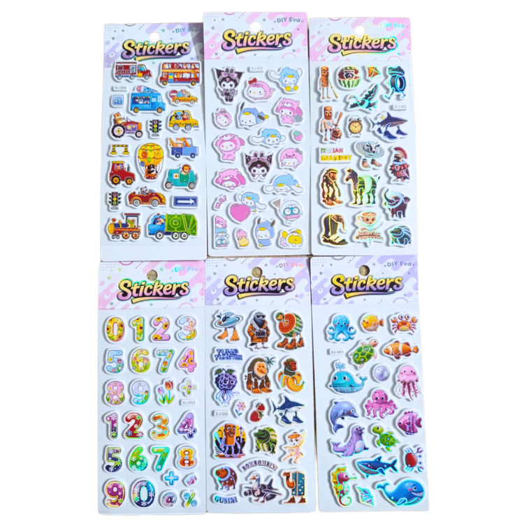 cute 3d puffy foam stickers pack of 6 colorful kids stickers