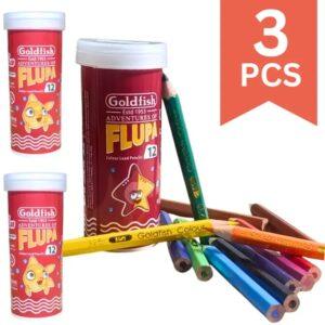 Flupa Half Color Pencils Pack of 3 | 12 Pcs Each Pack