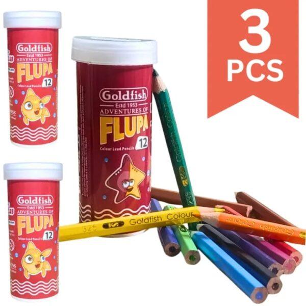 Flupa Half Color Pencils Pack of 3 | 12 Pcs Each Pack