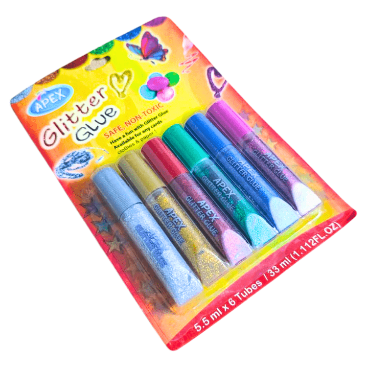 Apex Glitter Glue 6 Bottles Different Colors – Sparkle