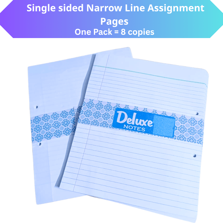 assignment pages pack of 8 copies narrow line single sided school sheets