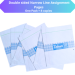 assignment pages pack of 8 copies narrow line double sided school sheets