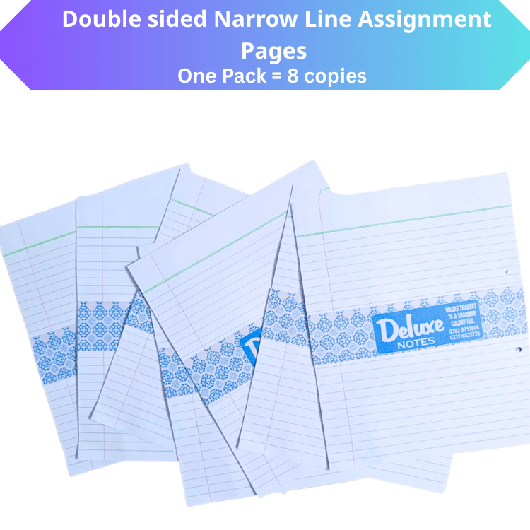 assignment pages pack of 8 copies narrow line double sided school sheets