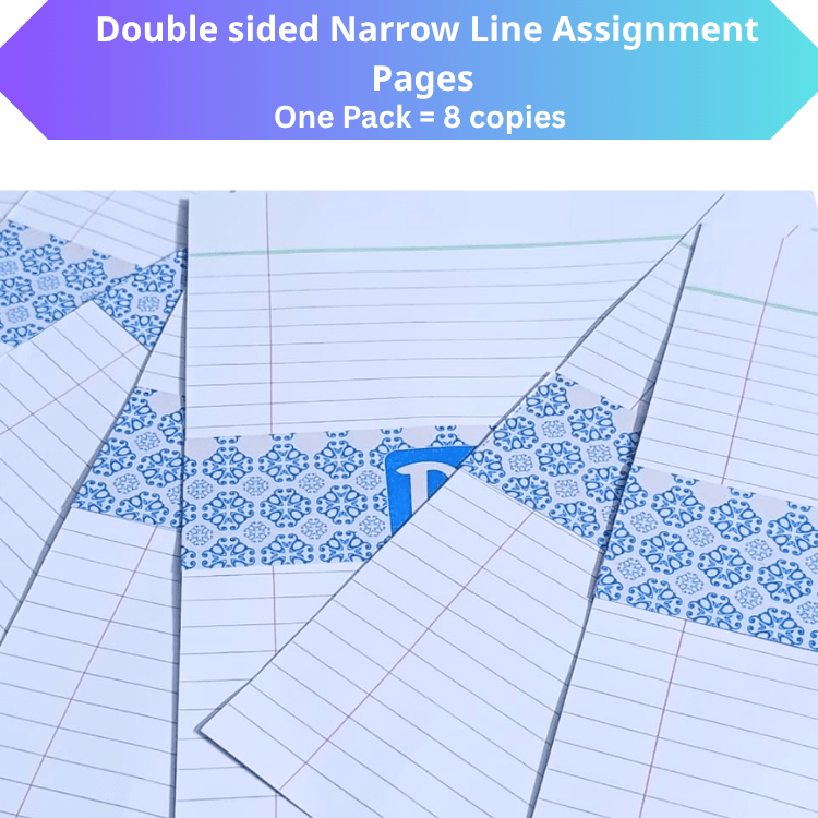 assignment pages pack of 8 copies narrow line double sided school sheets