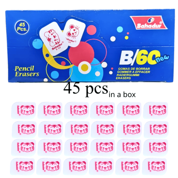 bahadur b45 soft pencil erasers box of 45 premium rubber erasers