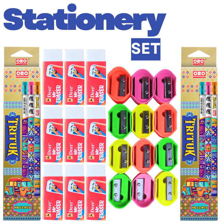 Small Stationery Set Kids Stationery Set 24 Pencils 12 Erasers Sharpeners