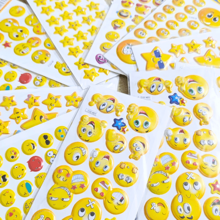 puffy smiley face stickers pack of 12 colorful 3d stickers for kids