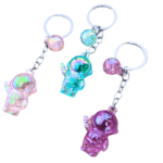 Cute transparent astronaut acrylic keychains pack of 3 for handbags backpacks and car keys