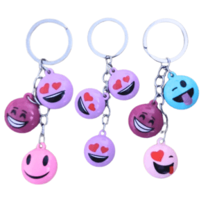 Funny emoji smiley faces keychains pack of 3 colorful key rings for girls and boys