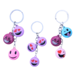 Funny emoji smiley faces keychains pack of 3 colorful key rings for girls and boys