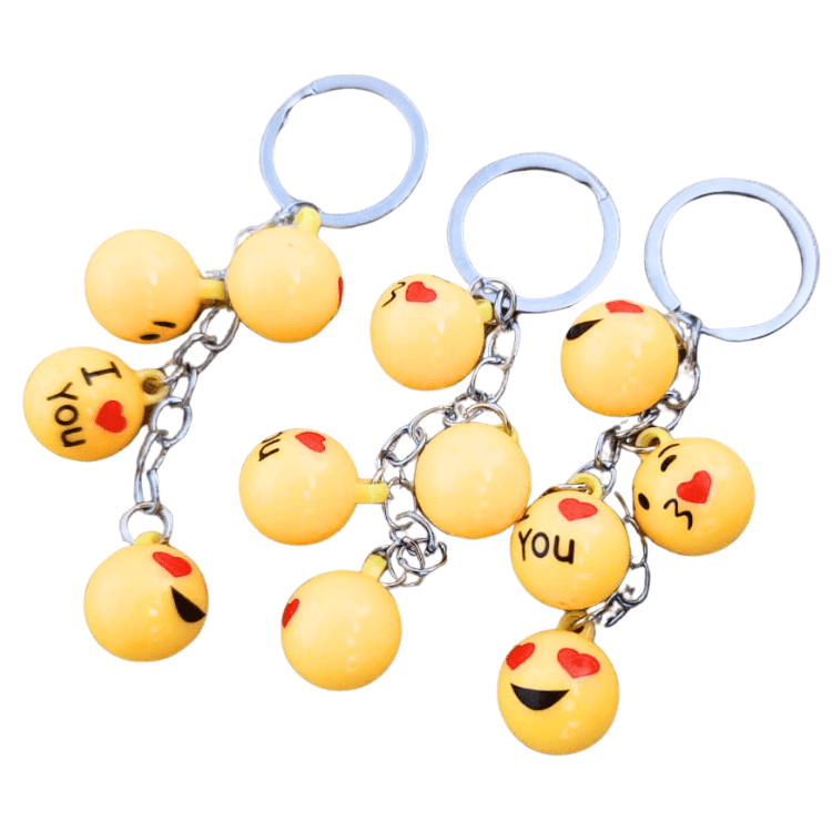 Funny emoji smiley faces keychains pack of 3 colorful key rings for girls and boys