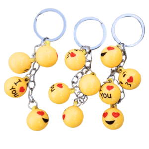 Funny emoji smiley faces keychains pack of 3 colorful key rings for girls and boys