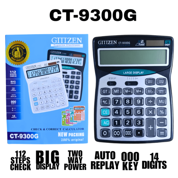 GIITZEN CT-9300G 14 Digit Dual Power Desktop Calculator