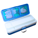Premium Geometry Pencil Box with Metallic Lock & Removable Tray