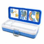 Premium Geometry Pencil Box with Metallic Lock & Removable Tray